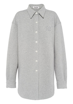 Miu Miu logo-embroidered oversized cotton shirt - Grey