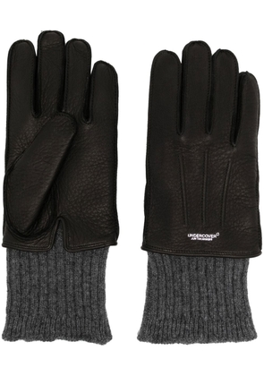 Undercover leather and wool gloves - Black