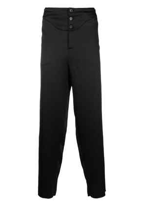 Saint Laurent buttoned silk tapered trousers - Black