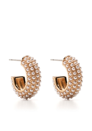 Kenneth Jay Lane pearl polished hoop earrings - Gold
