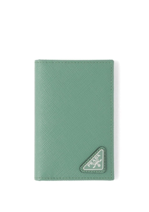 Prada triangle-logo leather cardholder - Green