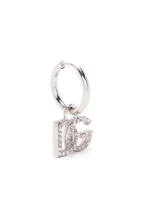 Dolce & Gabbana crystal-embellished logo-charm hoop - Silver