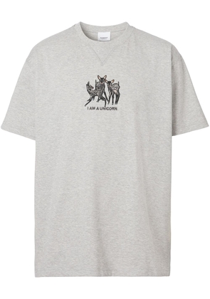 Burberry deer-embroidered cotton T-shirt - Grey