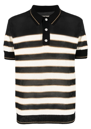 Balmain intarsia-logo striped polo shirt - Black