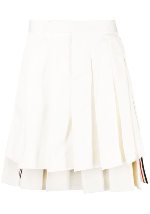 Thom Browne pleated low-rise cotton skirt - White