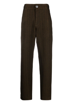 Labrum London Black Prince zigzag-jacquard trousers - Brown