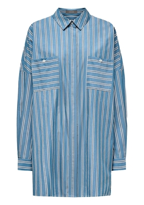12 STOREEZ stripe-pattern cotton shirt - Blue