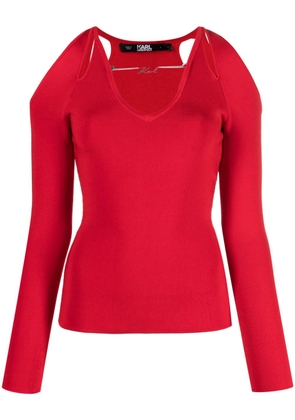 Karl Lagerfeld cut-out logo-charm jumper - Red