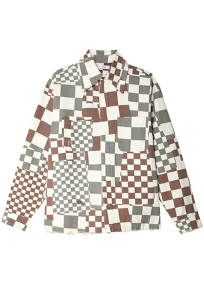 ERL checkered canvas shirt jacket - White