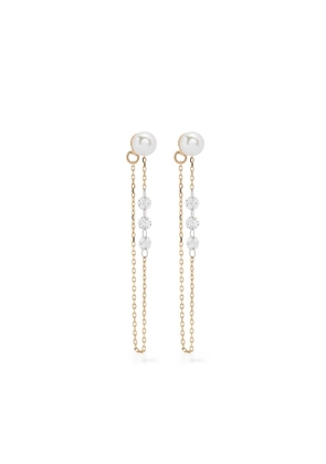 Mizuki 14kt yellow gold Sea Of Beauty pearl and diamond chain earrings