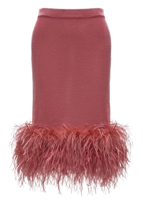 12 STOREEZ feather-trim cotton midi skirt - Pink