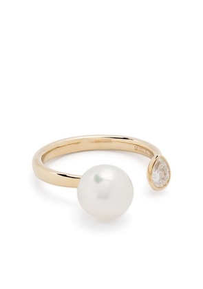 Mizuki 14kt gold Sea Of Beauty pearl and diamond open ring