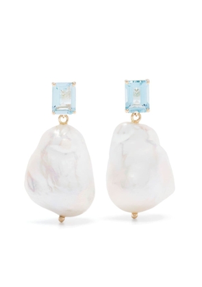 Mateo 14kt yellow gold topaz and baroque pearl drop earrings