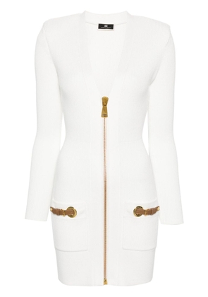 Elisabetta Franchi buckle-detail knitted dress - White