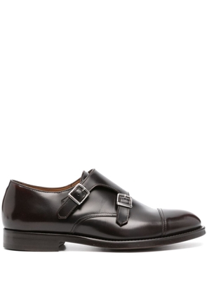 Doucal's double-buckle leather monk shoes - Brown