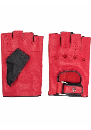 Ferrari prancing-horse leather driving gloves - Red