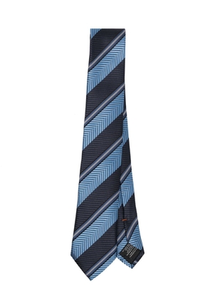 Zegna striped silk blend tie - Blue