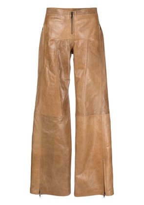 KNWLS leather flared trousers - Brown