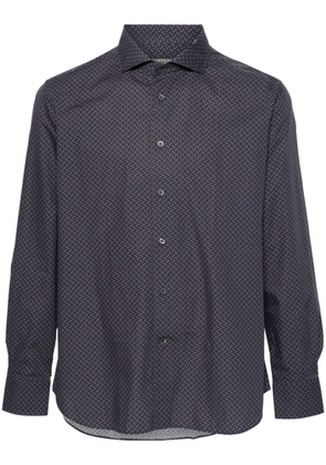 Corneliani geometric-print cotton shirt - Blue