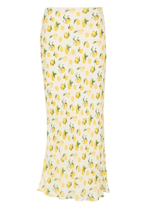 Sportmax lemon-print silk midi skirt - Neutrals