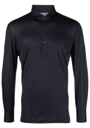 Brunello Cucinelli silk-cotton jersey polo shirt - Blue