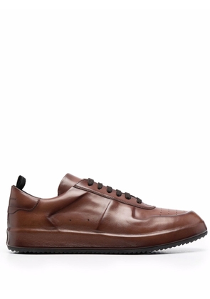 Officine Creative panelled low-top leather sneakers - Brown