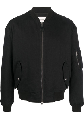 Alexander McQueen embroidered-logo zip-up bomber jacket - Black
