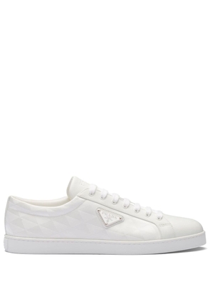Prada triangle-logo lace-up sneakers - White
