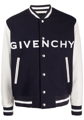 Givenchy logo-embroidered button-up varsity jacket - Blue