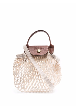Longchamp Le Pliage Filet knitted mesh cross-body bag - Neutrals