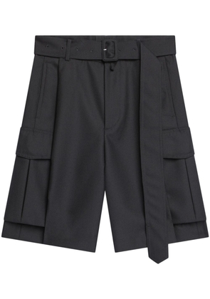 DRIES VAN NOTEN belted wool cargo shorts - Black