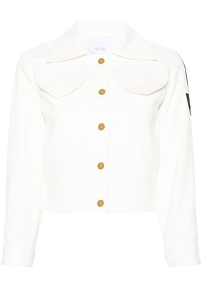 Patou logo-patch cropped denim jacket - White