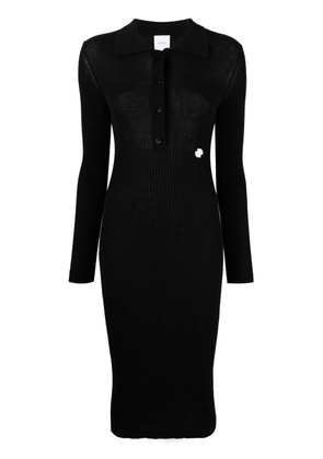 Patou logo-embroidered knitted dress - Black