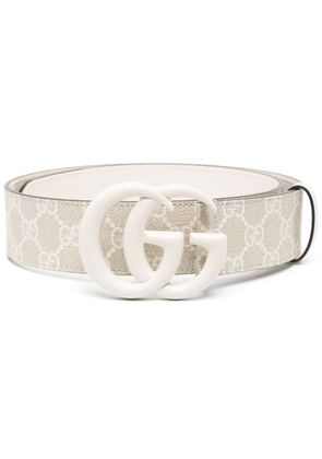 Gucci monogram-pattern leather belt - White