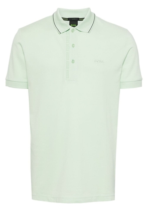 BOSS logo-embroidered cotton polo shirt - Green