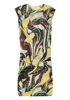 Pleats Please Issey Miyake floral-print plissé midi dress - Green