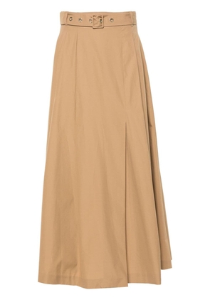 'S Max Mara Gilda pleat-detail poplin skirt - Brown