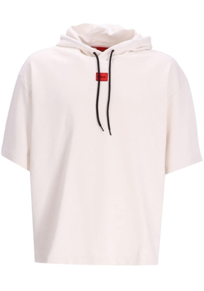 HUGO logo-appliquéd cotton hoodie - White