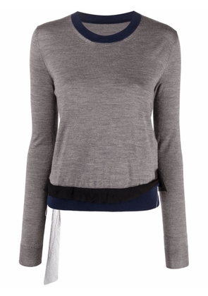 Maison Margiela contrast-trim long-sleeve knitted top - Grey