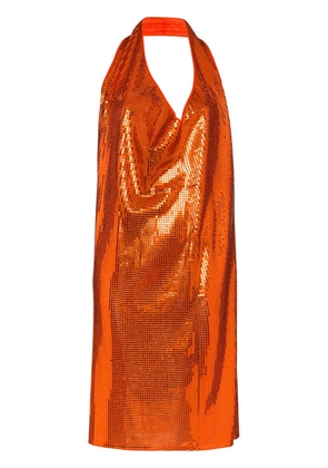 Bottega Veneta cowl-neck sequinned mini dress - Orange