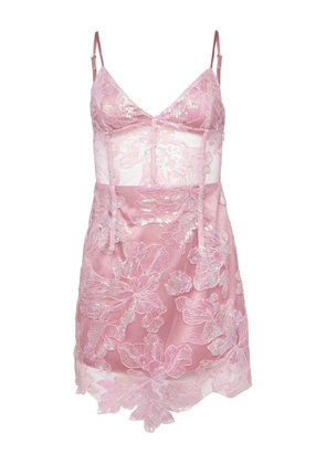 Fleur Du Mal sequin-embellished floral-lace minidress - Pink