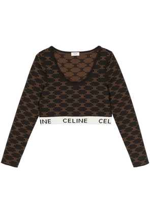 Céline Pre-Owned Macadam long-sleeve cropped top - Brown
