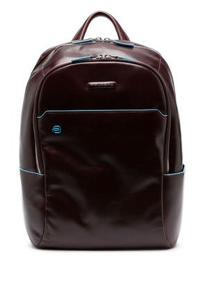 PIQUADRO logo-patch leather backpack - Brown