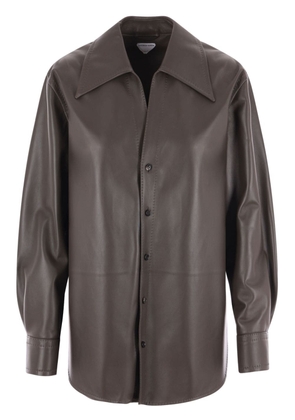 Bottega Veneta nappa leather buttoned shirt - Brown