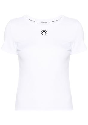 Marine Serre embroidered-logo fine-ribbed T-shirt - White