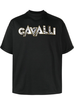 Roberto Cavalli zebra-print logo T-shirt - Black