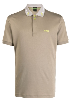 BOSS logo-embroidered cotton polo shirt - Brown