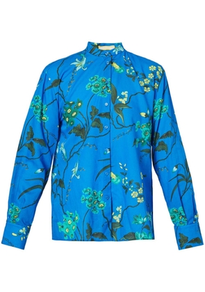 ERDEM floral-print open-back shirt - Blue