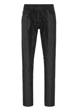 Philipp Plein slim-legged crystal-embellished jeans - Black