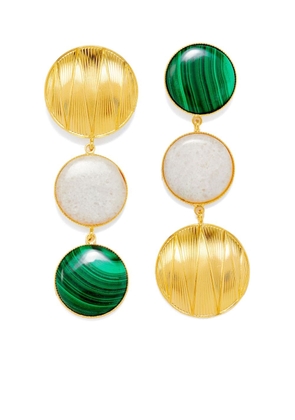 DESTREE drop-design double-stone earrings - Green